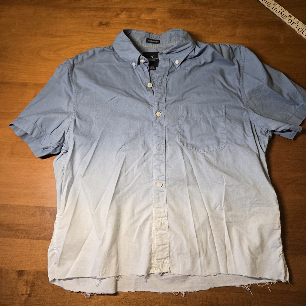 American Eagle Outfitters Blue to White Ombre Shirt